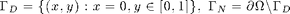 $\Gamma _D = \{(x,y): x=0, y\in [0,1]\}, \; \Gamma _N = \partial \Omega \backslash \Gamma _D$