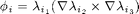 $\phi_i =\lambda_{i_1}(\nabla \lambda_{i_2}\times\nabla\lambda_{i_3})$