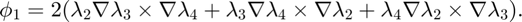 $$ \phi_1 = 2(\lambda_2\nabla \lambda_3 \times \nabla\lambda_4
+ \lambda_3\nabla \lambda_4 \times \nabla\lambda_2
+ \lambda_4\nabla \lambda_2 \times \nabla\lambda_3).$$