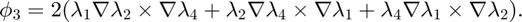 $$ \phi_3 = 2(\lambda_1\nabla \lambda_2 \times \nabla\lambda_4
+ \lambda_2\nabla \lambda_4 \times \nabla\lambda_1
+ \lambda_4\nabla \lambda_1 \times \nabla\lambda_2).$$