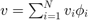 $v=\sum _{i=1}^Nv_i\phi _i$
