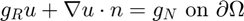 $g_R u + \nabla u\cdot n=g_N \hbox{ on }\partial \Omega$