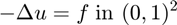 $$- \Delta u = f \; \hbox{in } (0,1)^2$$
