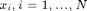 $x_i, i=1,...,N$