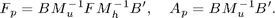 $$ F_p = BM_u^{-1}FM_h^{-1}B', \quad A_p = BM_u^{-1}B'. $$