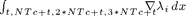 $\int_{t, NTc + t, 2*NTc + t, 3*NTc + t} \,  \nabla \lambda_i\, dx$