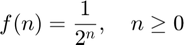 $$ f(n) = \frac{1}{2^n}, \quad n \geq 0$$